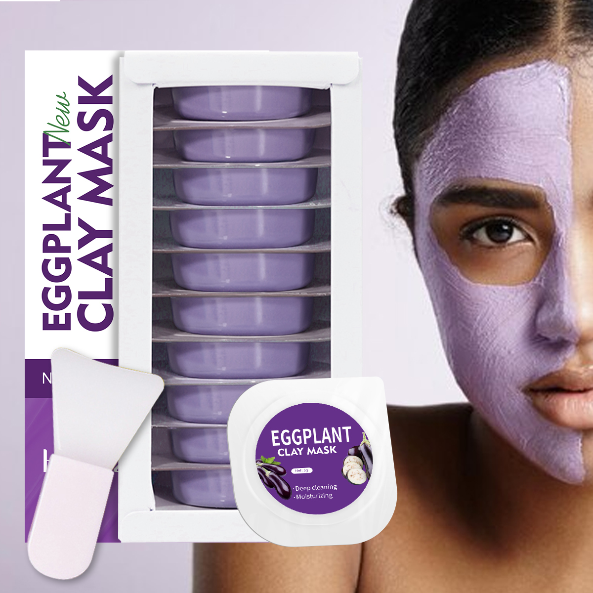 Mud Mask Kaolin - 5g/0.17oz*10 Patlıcan kil çamur maskesi derin