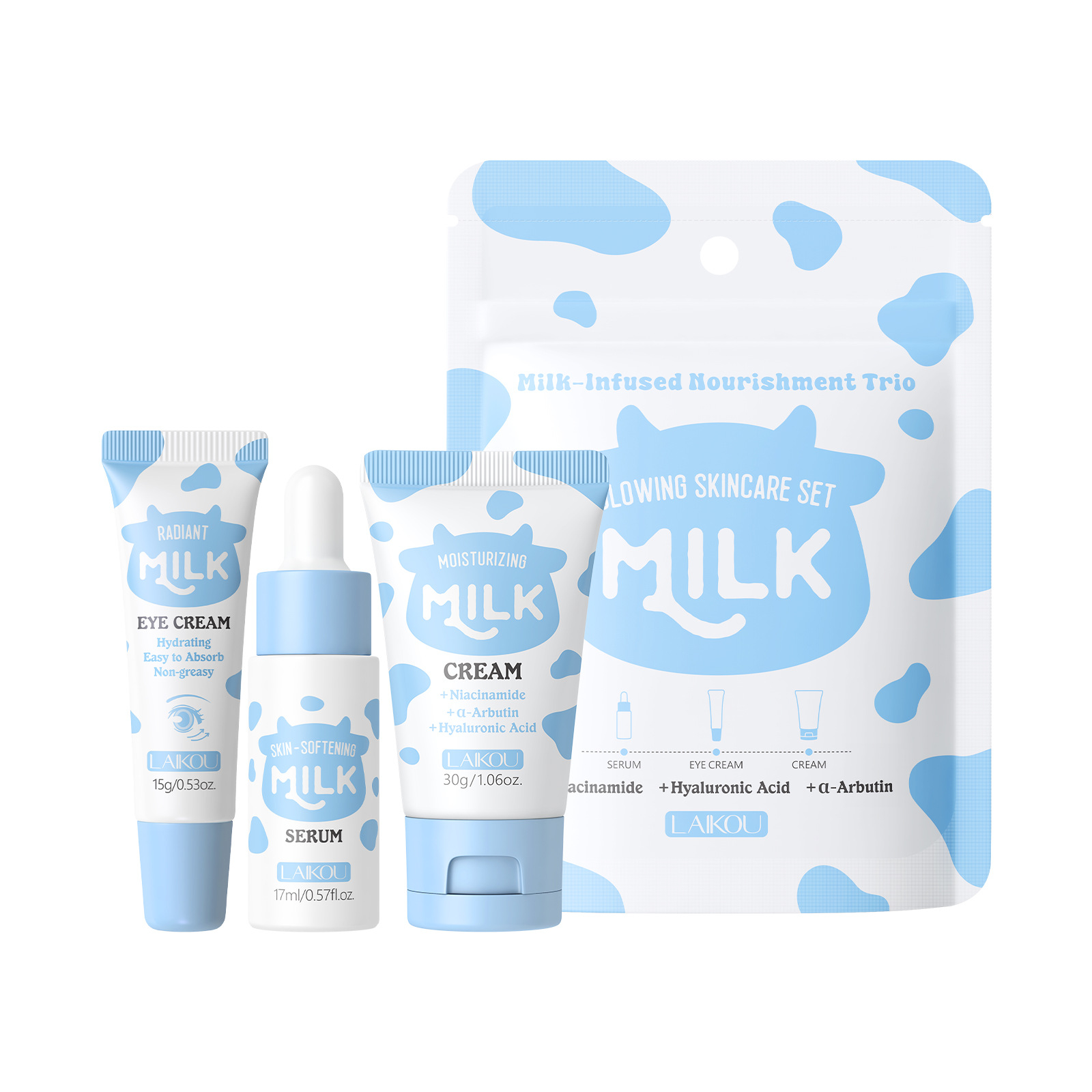 Skincare Gentle - LAIKOU Süt 3 Parça Seyahat Boyu