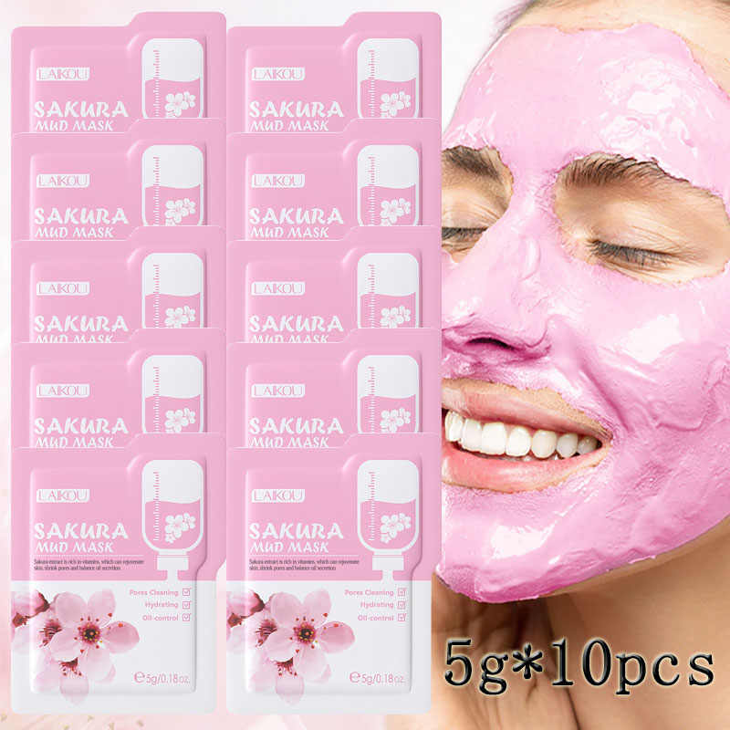 Mud Mask Kaolin - 10 adetLAIKOU Sakura Çamur Maskesi Çantası,