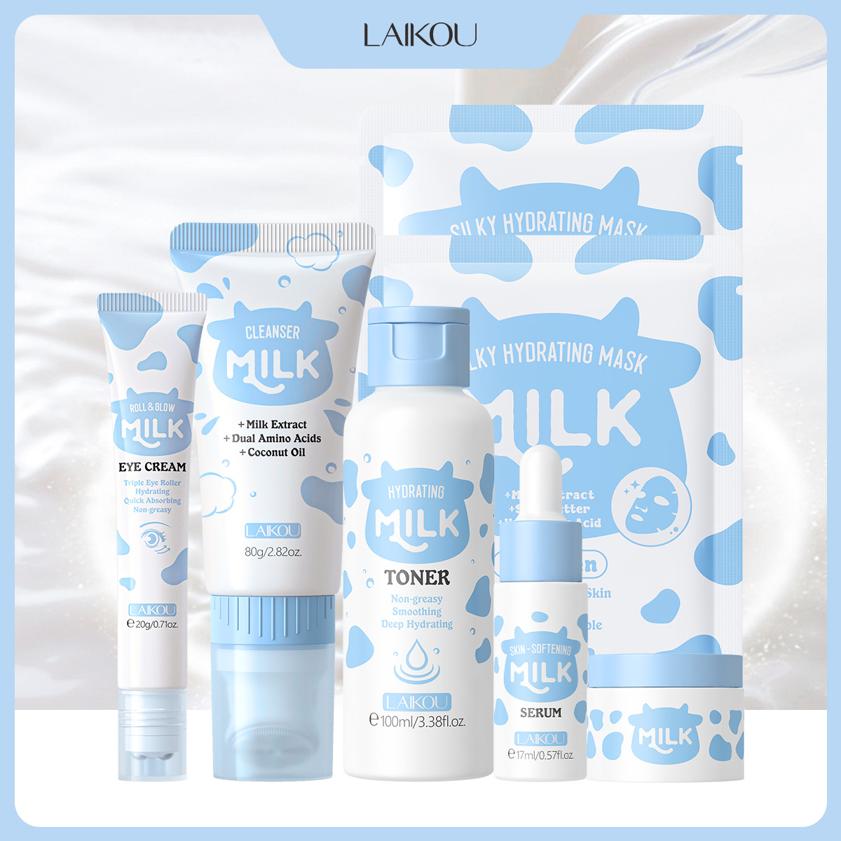 Skincare Glowing - LAIKOU 6 Parça Süt Nemlendirici Cilt